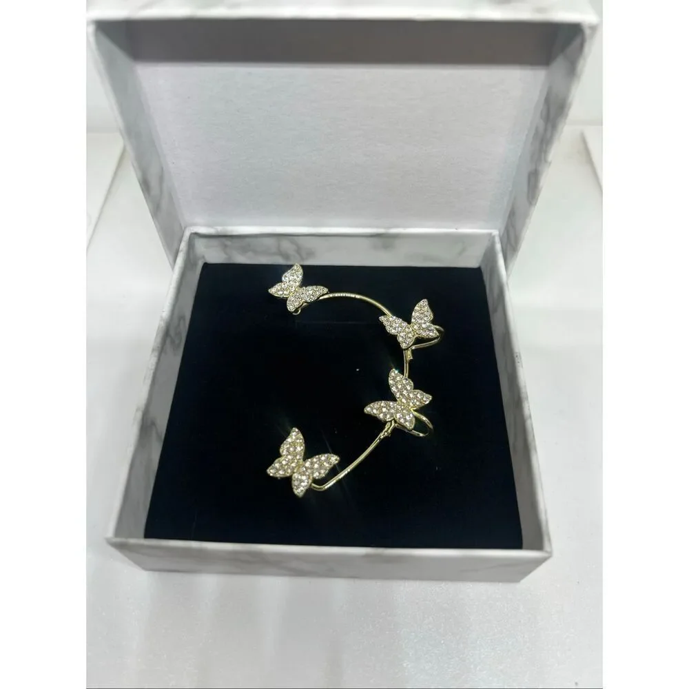 Gold Butterfly Rhinestone Ear Cuff – Sparkly Climber Style